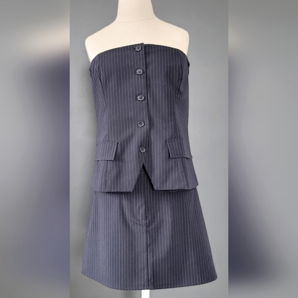 WAIF pinstripe top and miniskirt set. Size: M